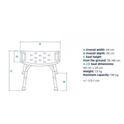 Shower chair | Aluminum | Adjustable in height | Anti-skid tips