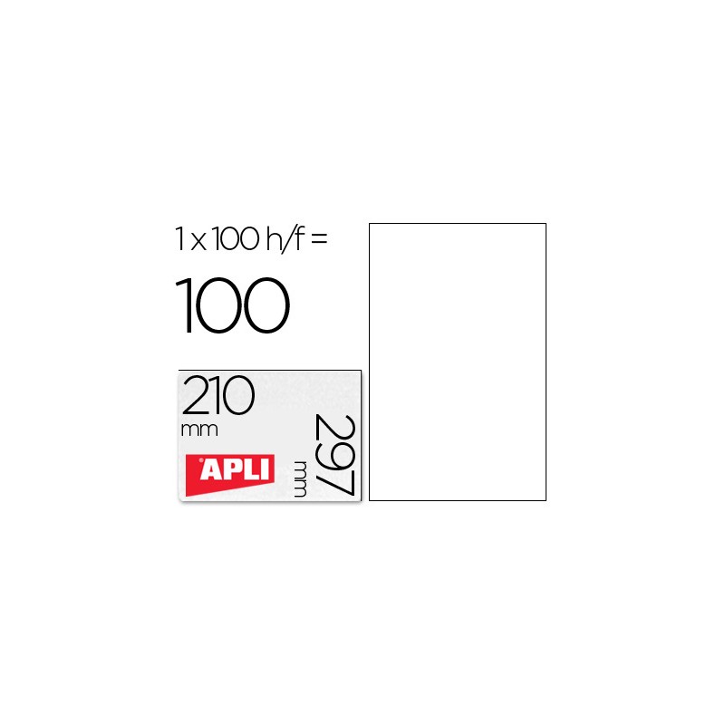 Etiqueta adhesiva apli 1281 tamaño 210x297 mm fotocopiadora