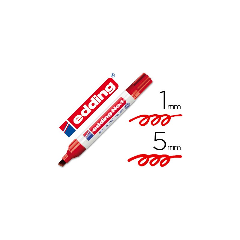 Rotulador edding marcador permanente 1 rojo -punta biselada 5