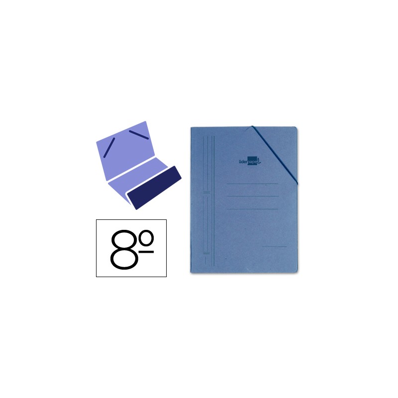 Carpeta liderpapel gomas octavo bolsa carton compacto azul