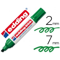Rotulador edding marcador permanente 500 verde -punta biselada