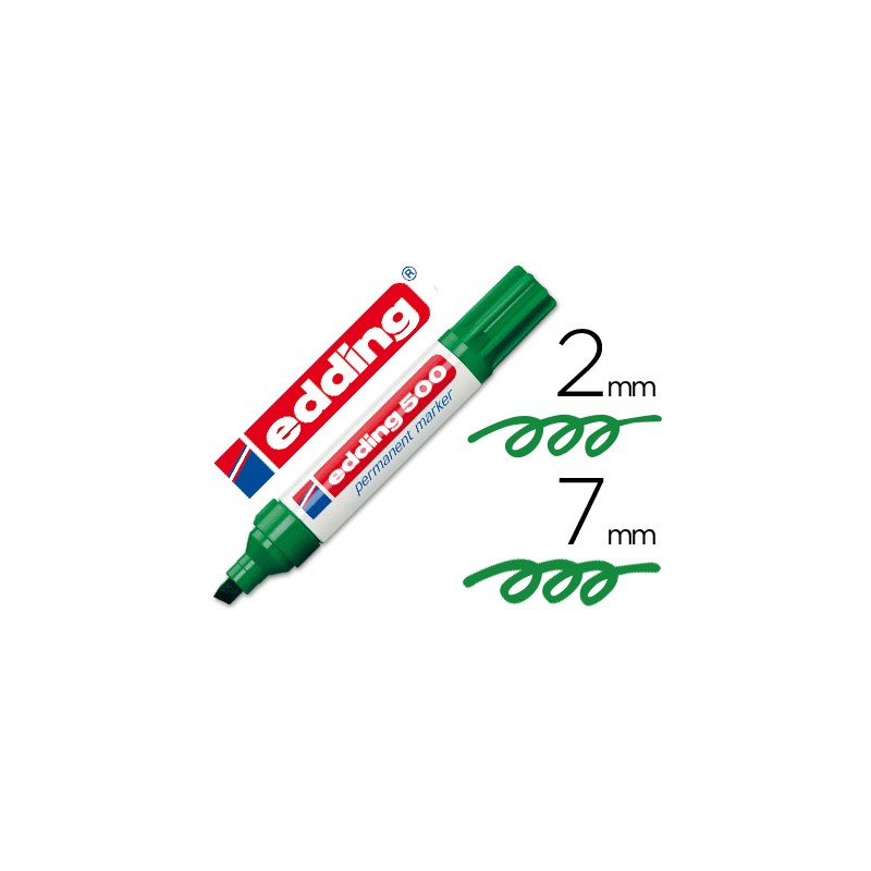 Rotulador edding marcador permanente 500 verde -punta biselada
