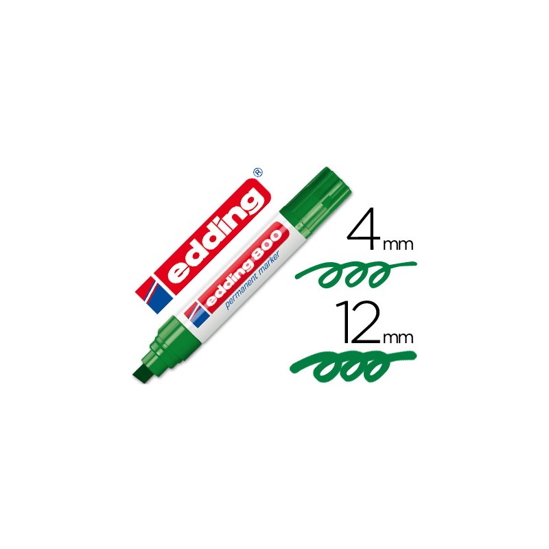 Rotulador edding marcador permanente 800 verde -punta biselada