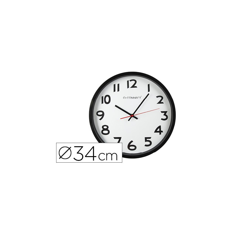 Reloj q-connect de pared plastico bs-oficina redondo 34 cm
