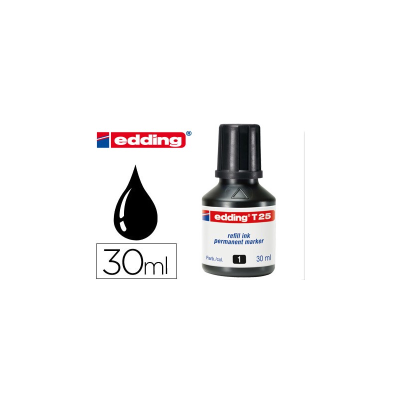 Tinta rotulador edding t-25 negro -frasco de 30 ml 8043-T-25-N