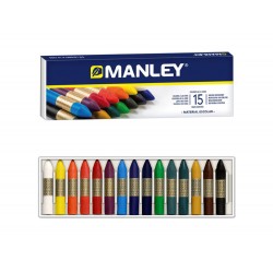 Lapices cera manley -caja de 15 colores ref.115