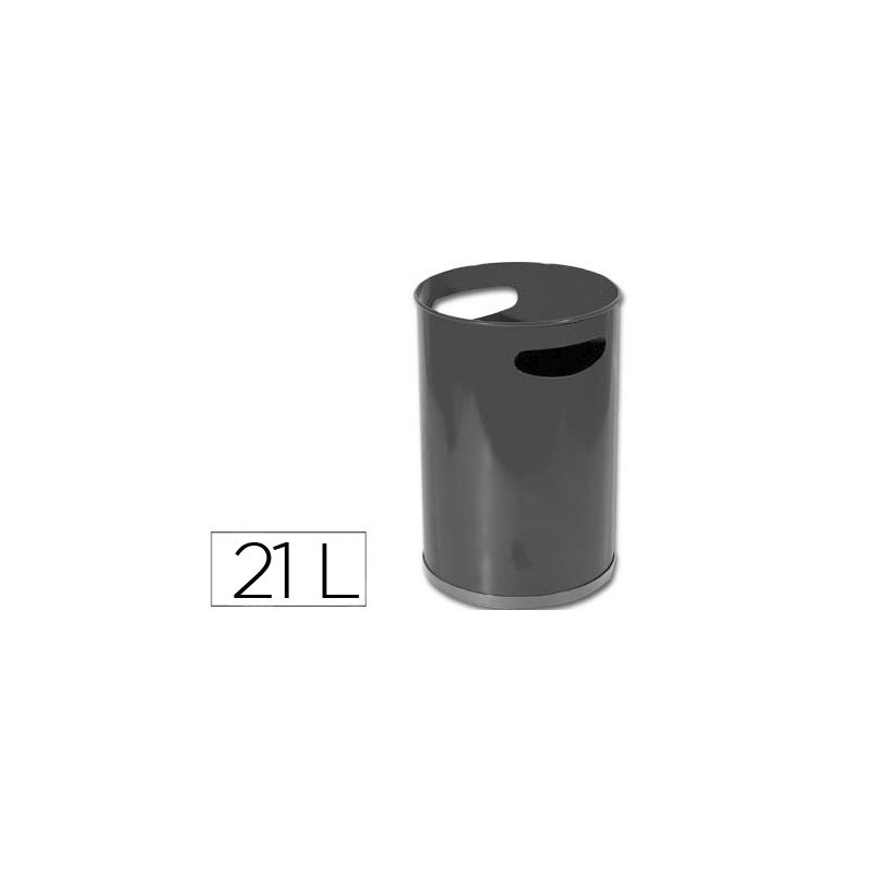 Papelera metalica con asas 101 negra -32x21 cm 12 litros
