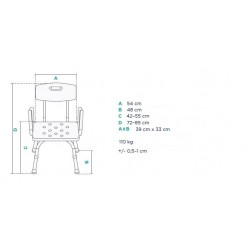 Aluminum shower chair | Adjustable in height Anti-skid tips