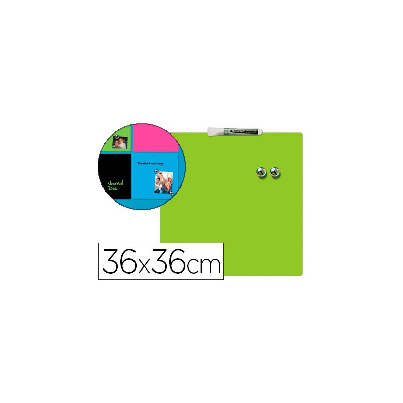 Pizarra rexel hogar magnetica 360x360 mm color verde incluye