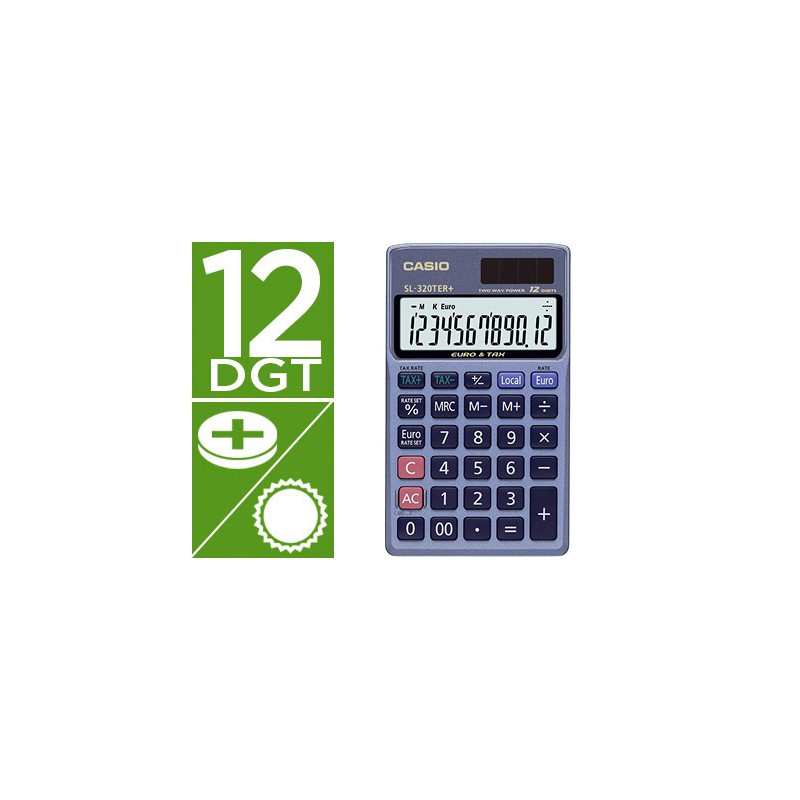 Calculadora casio sl-320ter bolsillo 12 digitos tax +/-