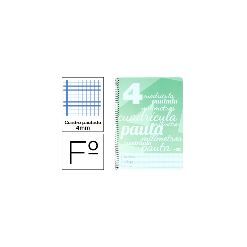 Cuaderno espiral liderpapel folio pautaguia tapa plastico 80h