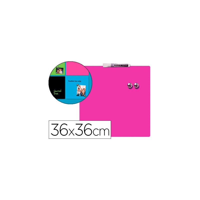 Pizarra rexel hogar magnetica 360x360 mm color rosa incluye