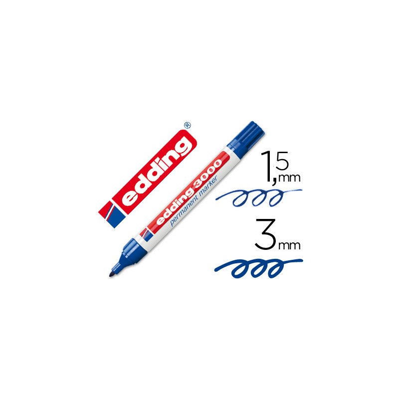 Rotulador edding marcador permanente 3000 azul -punta redonda