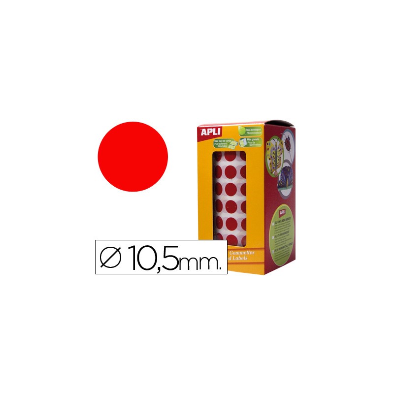 Gomets autoadhesivos circulares 10,5 mm rojo en rollo 95995-4853