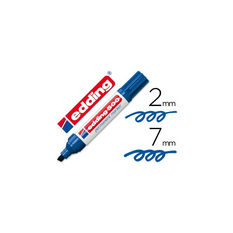 Rotulador edding marcador permanente 500 azul -punta biselada 7