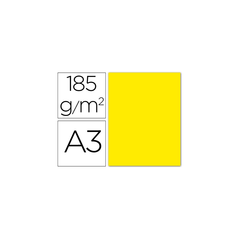 Cartulina guarro din a3 amarillo fluorescente 185 gr paquete 50