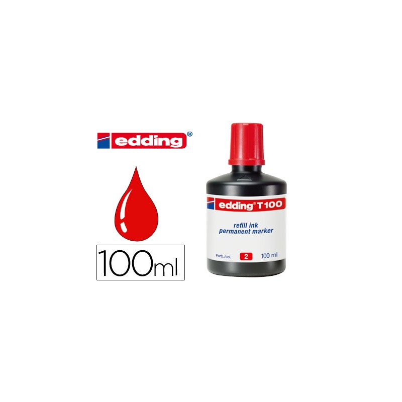 Tinta rotulador edding t-100 rojo -frasco de 100 ml