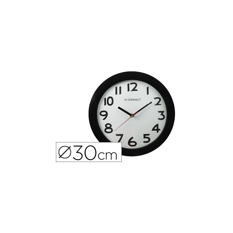 Reloj q-connect de pared plastico oficina redondo 30 cm marco
