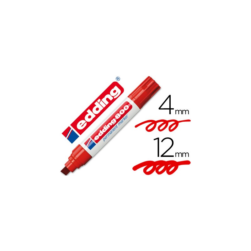 Rotulador edding marcador permanente 800 rojo -punta biselada
