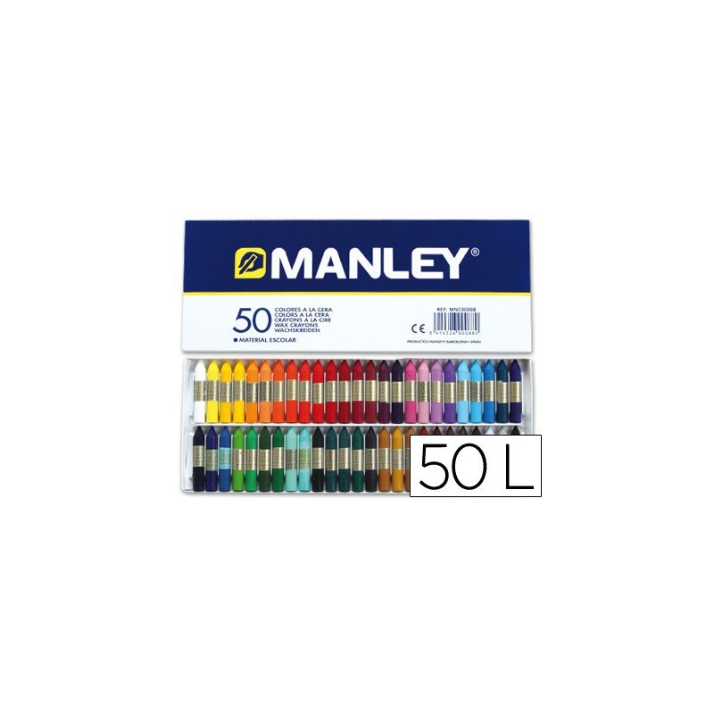 Lapices cera manley -caja de 50 colores ref.150 4482-MNC00088