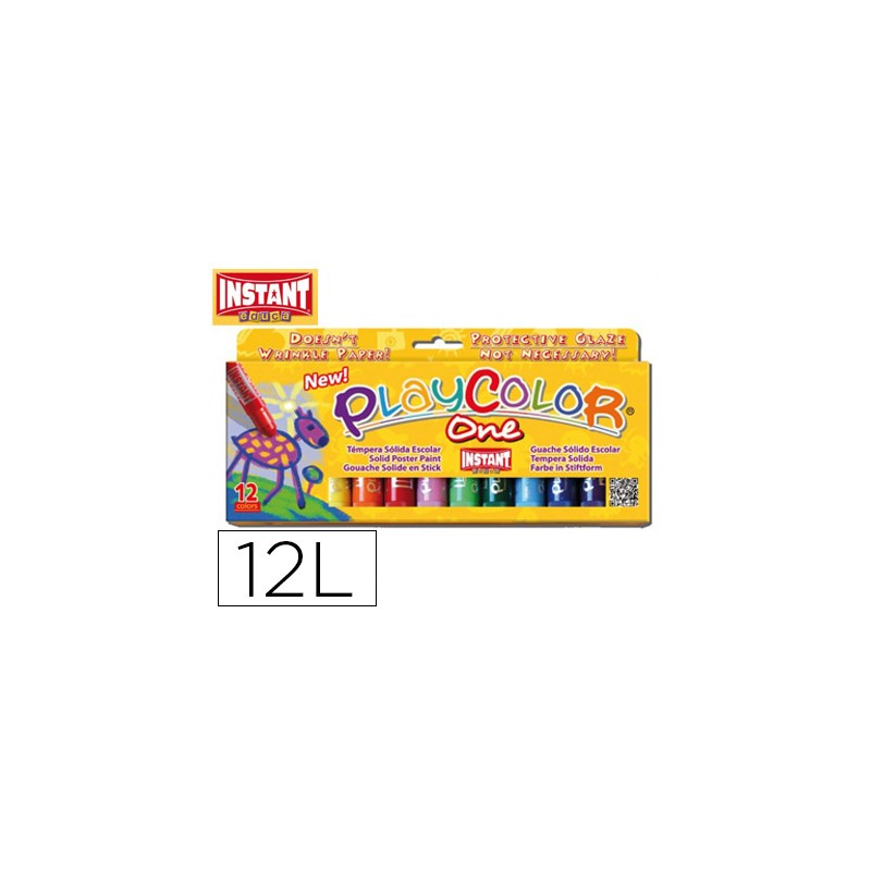 Tempera solida en barra playcolor escolar caja de 12 colores