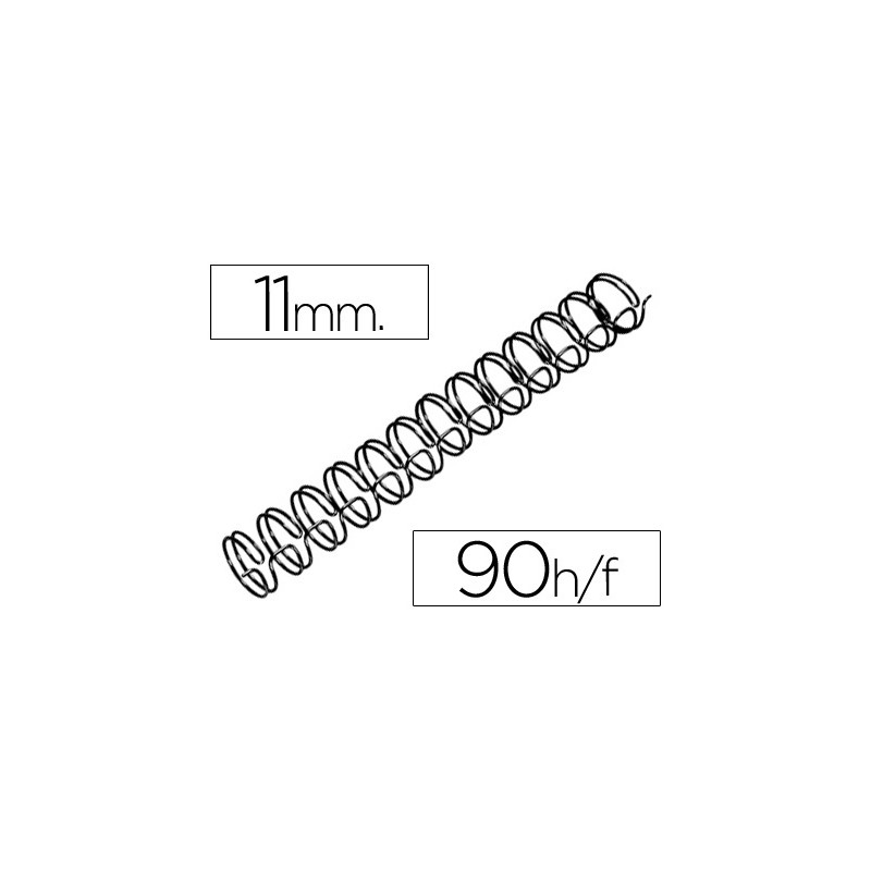 Espiral wire 3:1 11 mm n.7 negro capacidad 90 hojas caja de 100