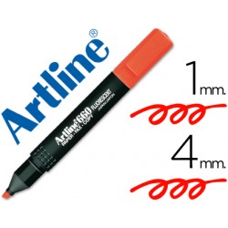 Rotulador artline fluorescente ek-660 rojo -punta biselada