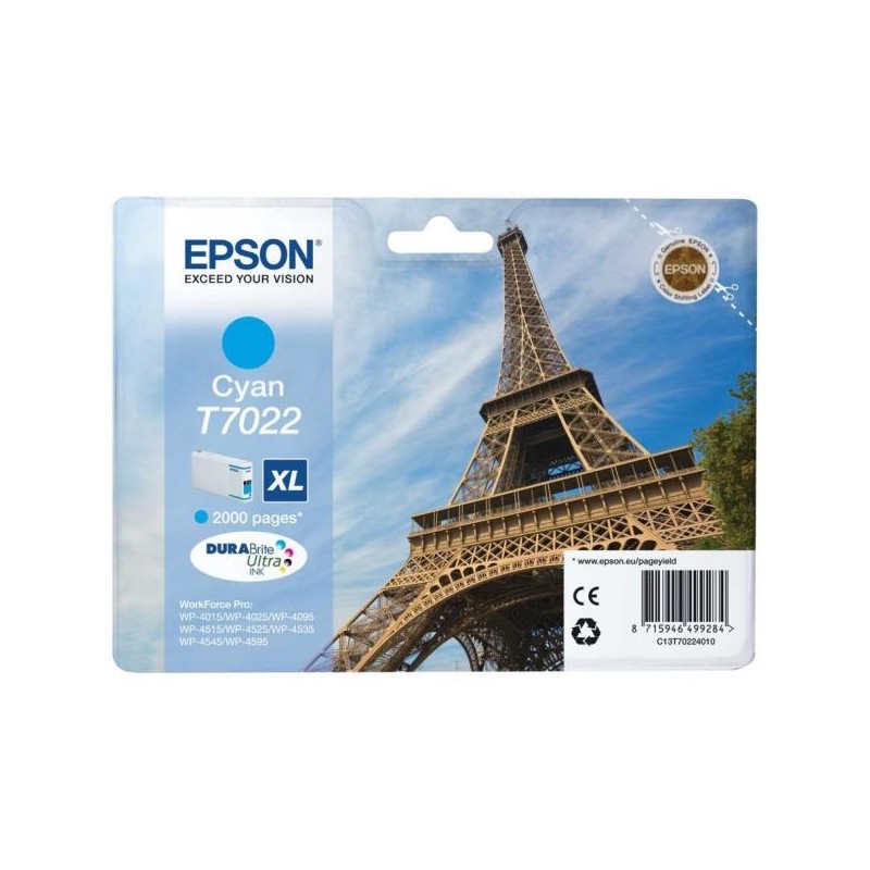 Ink-jet epson stylus t7022 cian xl wp-4000 4500 capacidad 2400