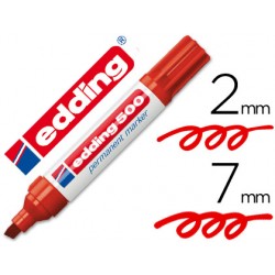 Rotulador edding marcador permanente 500 rojo -punta biselada 7