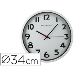 Reloj q-connect de pared plastico oficina redondo 34 cm marco