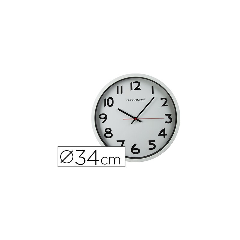 Reloj q-connect de pared plastico oficina redondo 34 cm marco