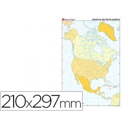 Mapa mudo color din a4 america norte politico 24585-2117000961