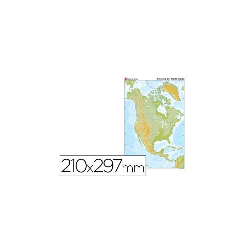 Mapa mudo color din a4 america norte fisico 24593-2001100301
