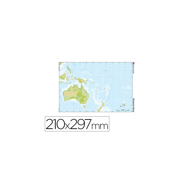 Mapa mudo color din a4 oceania -fisico 24599-612