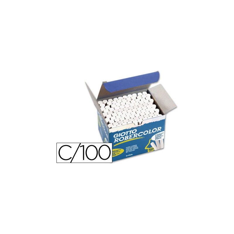 Tiza blanca antipolvo robercolor -caja de 100 unidades