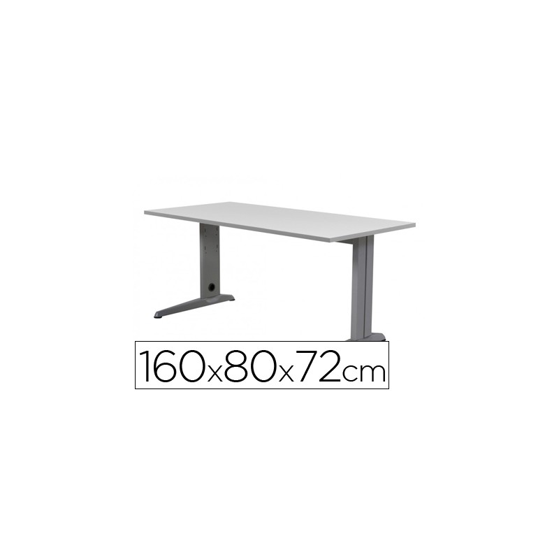 Mesa de oficina rocada metal 2002ac02 aluminio /gris 160x80 cm