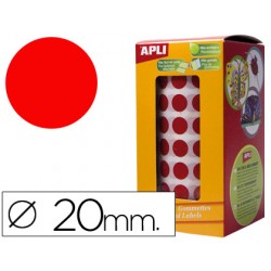 Gomets autoadhesivos circulares 20mm rojo en rollo 48754-4861
