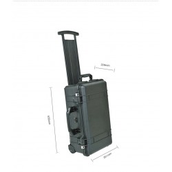 Rigid suitcase with wheels, ideal for photo and video cameras