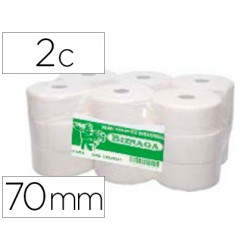 Papel higienico jumbo 2/c celulosa blanca mandril 70 mm para