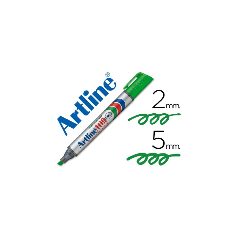 Rotulador artline marcador permanente 109 verde -punta biselada