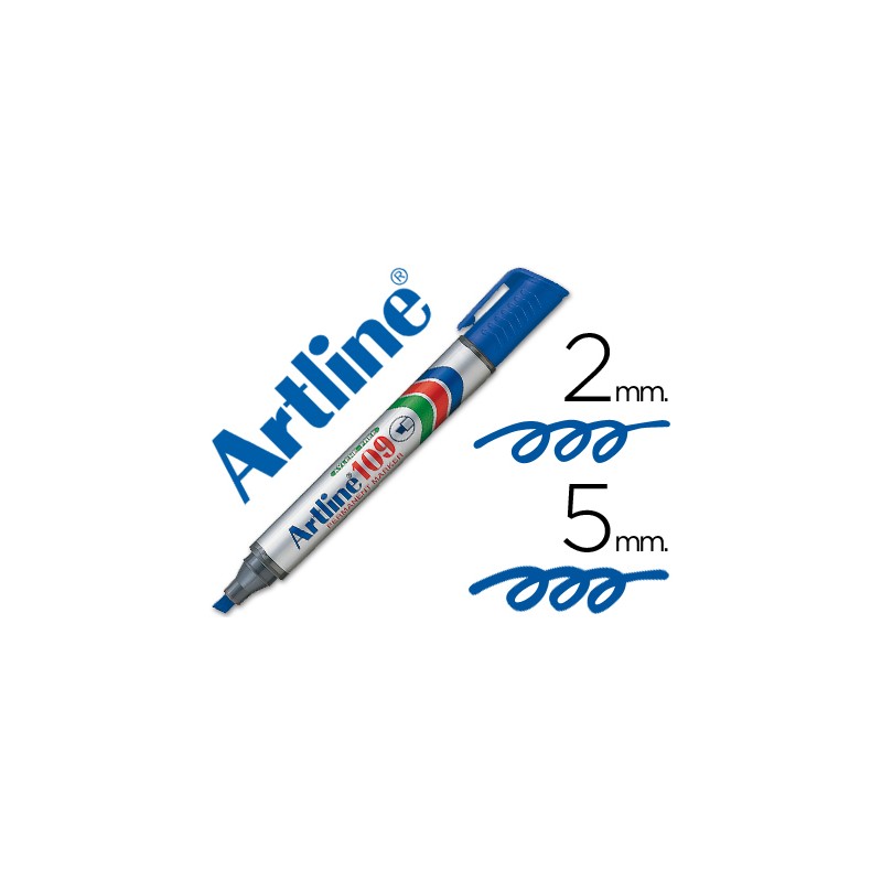 Rotulador artline marcador permanente 109 azul -punta biselada