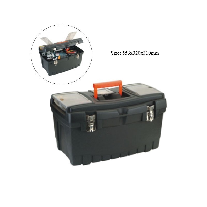 Large plastic toolbox with metal closures 553 x 320 x 310