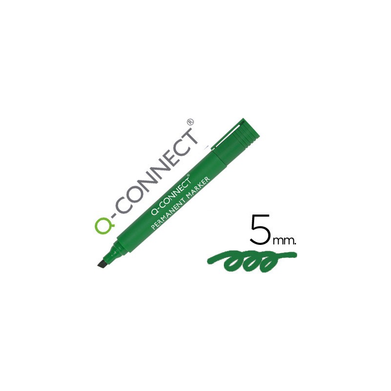 Rotulador q-connect marcador permanente verde punta biselada
