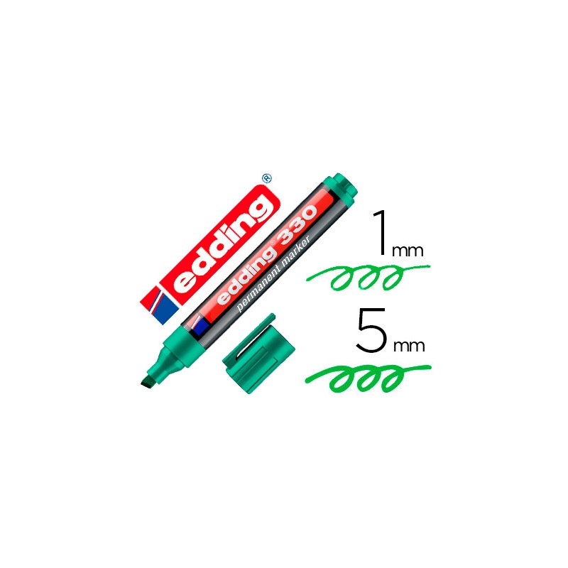 Rotulador edding marcador permanente 330 verde punta biselada