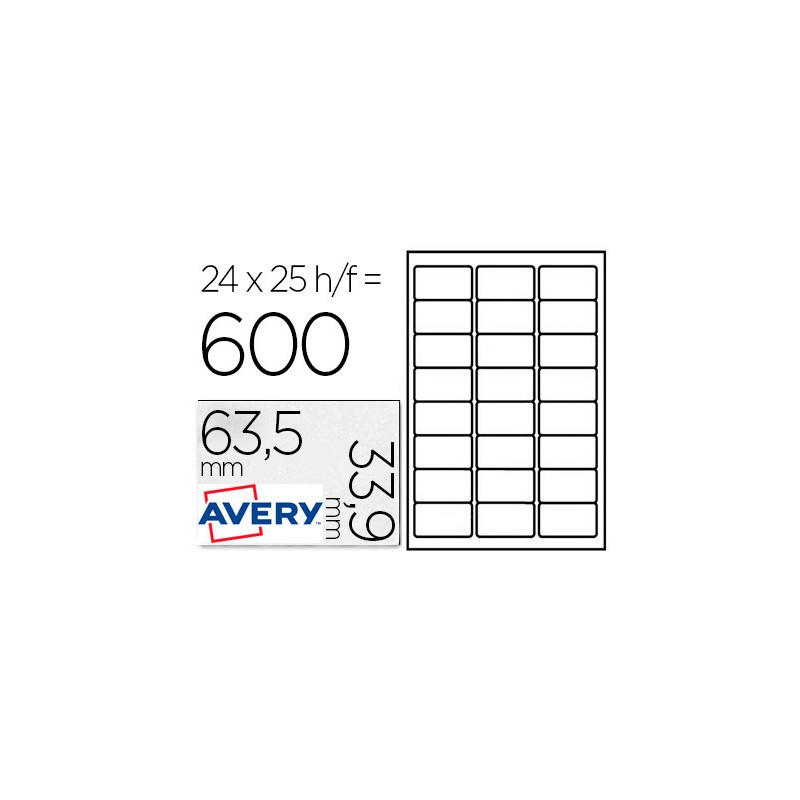 Etiqueta adhesiva avery para congelador blanca 63,5x33,9 mm