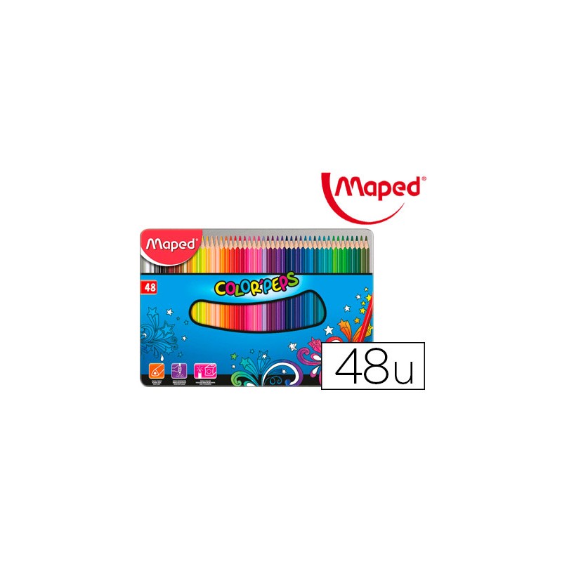 Lapices de colores maped color peps caja metalica de 48 lapices