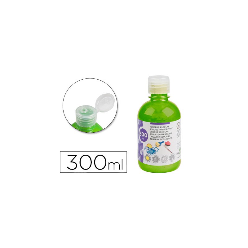 Tempera liquida liderpapel escolar 300 ml verde fluorescente