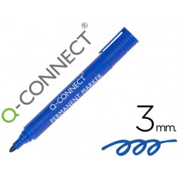 Rotulador q-connect marcador permanente azul punta redonda 3.0