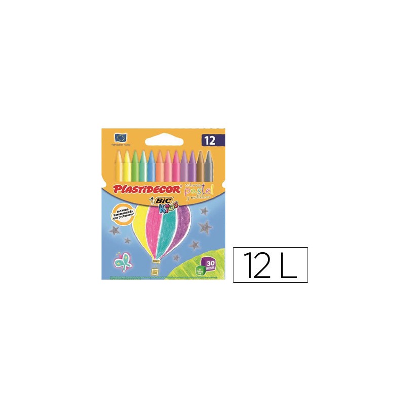 Lapices cera plastidecor caja de 12 colores pastel y metalico