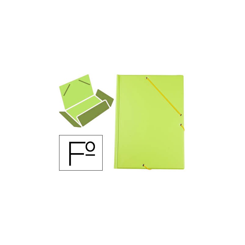Carpeta liderpapel gomas plastico folio solapa color verde
